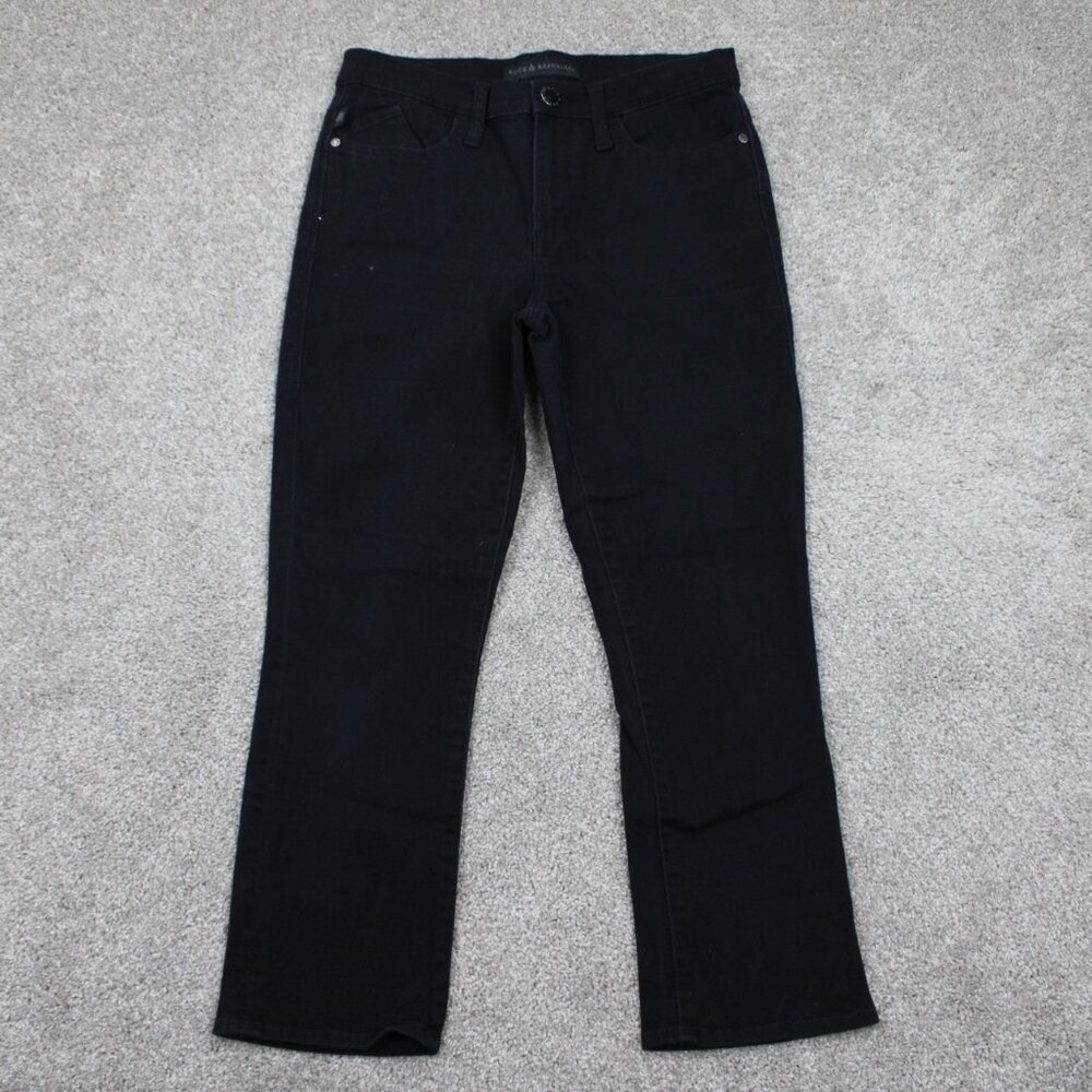 Rock & Republic Kendall Jeans Womens 6 Black Cropped Capri Stretch 24" inseam‎